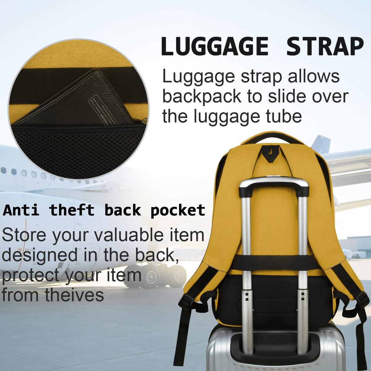 KASIBON Laptop Backpack for Men, Anti-Theft Travel Backpack Business