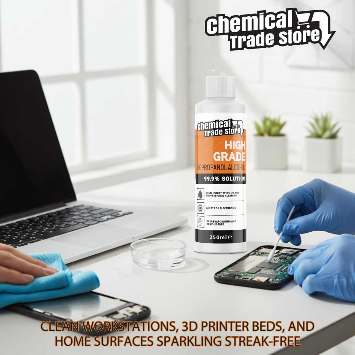 Isopropanol Alcohol 99.9%, 1 Litre - High-Purity Isopropyl Alcohol IPA, Solvent & Cleaner For Electronics, PC & Phone Cleaning, Ink Removal, Surface Prep, Lab & Industrial Use