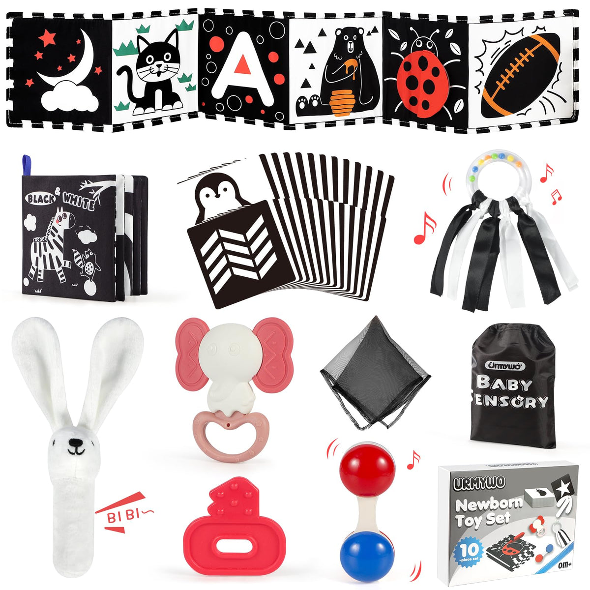 URMYWO Baby Toys, Black and White Sensory Toys Brain Development