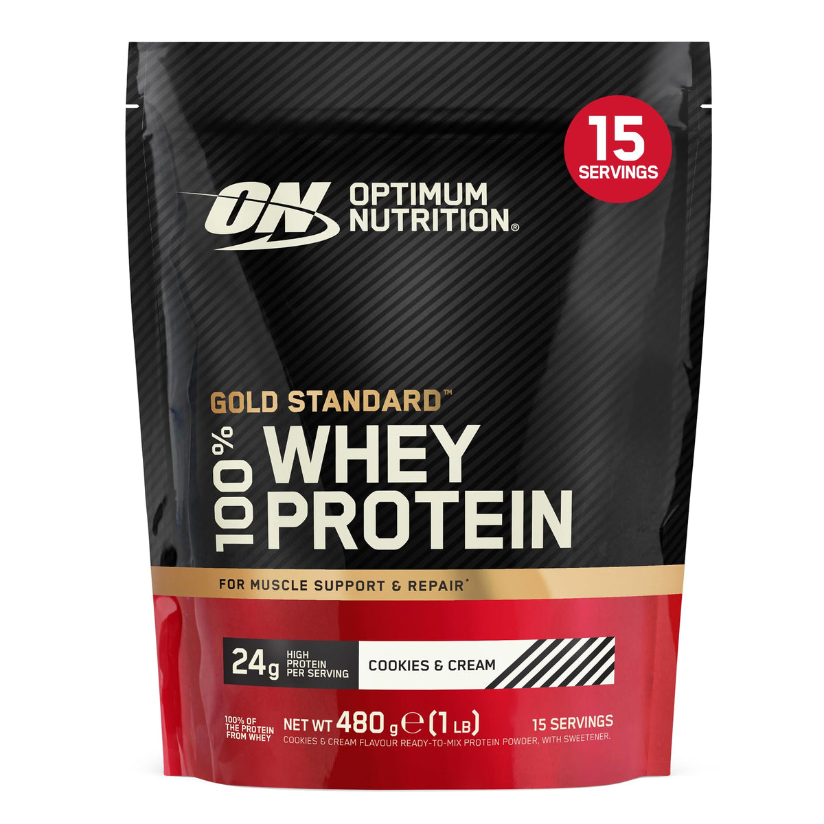 Optimum Nutrition Gold Standard 100% Whey Muscle Building and Recovery Protein Powder With Naturally Occurring Glutamine and BCAA Amino Acids, Double Rich Chocolate Flavour, Pack of 24, 24 x 31g