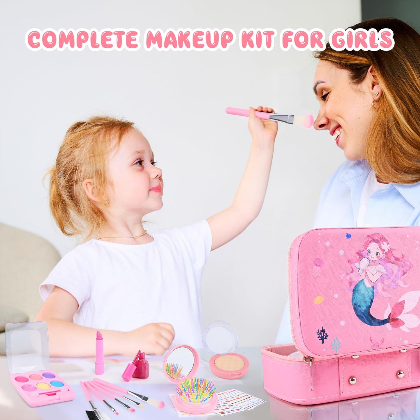 Kids Makeup Sets for Girls, Children Real Washable Make up Starter Kit Princess Pretend Play Makeup Girls Toys with Cosmetic Bag, Little Girl Birthday Set For Age 3 4 5 6 7 8 9 10 Year