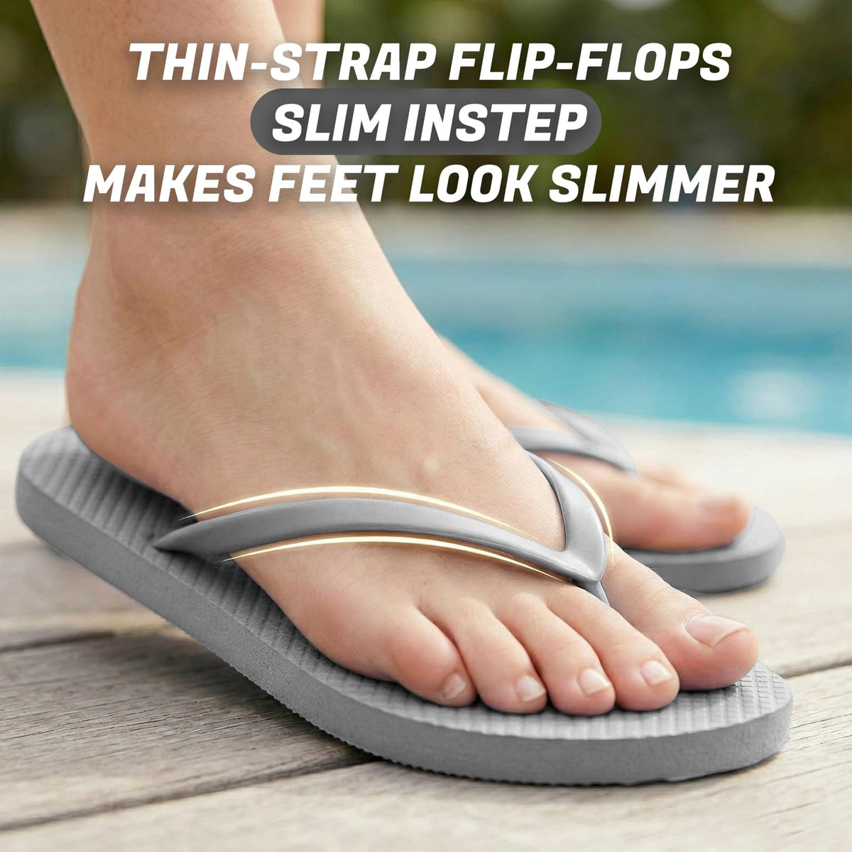 Women's Non-Slip Flip Flops Ultra Lightweight Basic Thongs Rubber Soft Slide Slip-on Shoes Beach Pool Shower Sandals