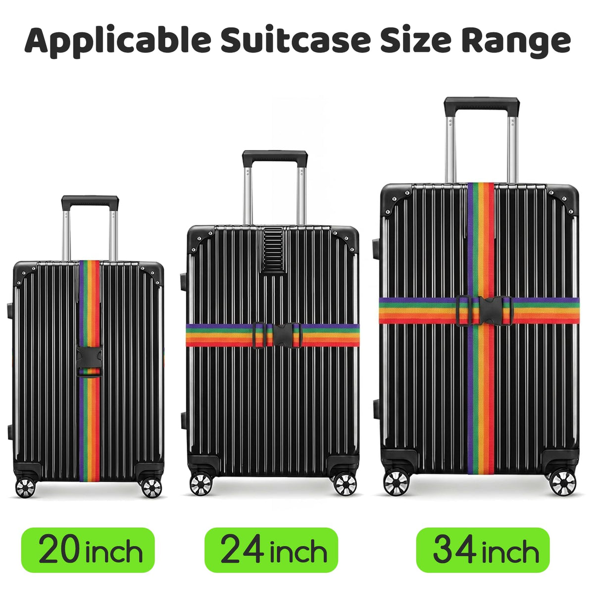 WISYOK Luggage Straps Extended, 4 Pack, 130-250cm Adjustable, Blue Orange