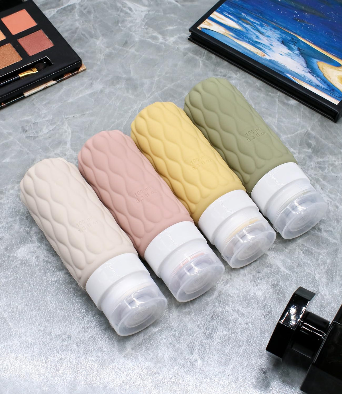 100ml Silicone Travel Bottles for Toiletries for Shampoo and Conditioner