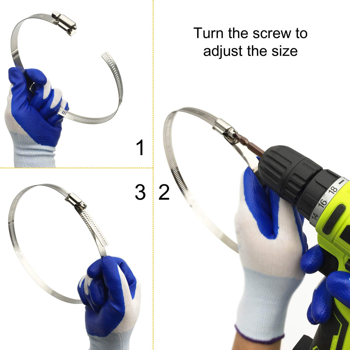 8Pcs 118-140mm Hose Clips Adjustable 304 Stainless Steel Duct Clamps