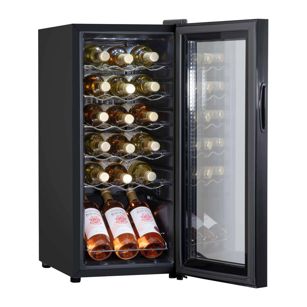 Dellonda Baridi 12 Bottle Wine Fridge with Digital Touch Screen Controls, Metal Shelves & LED Light, Black - DH73