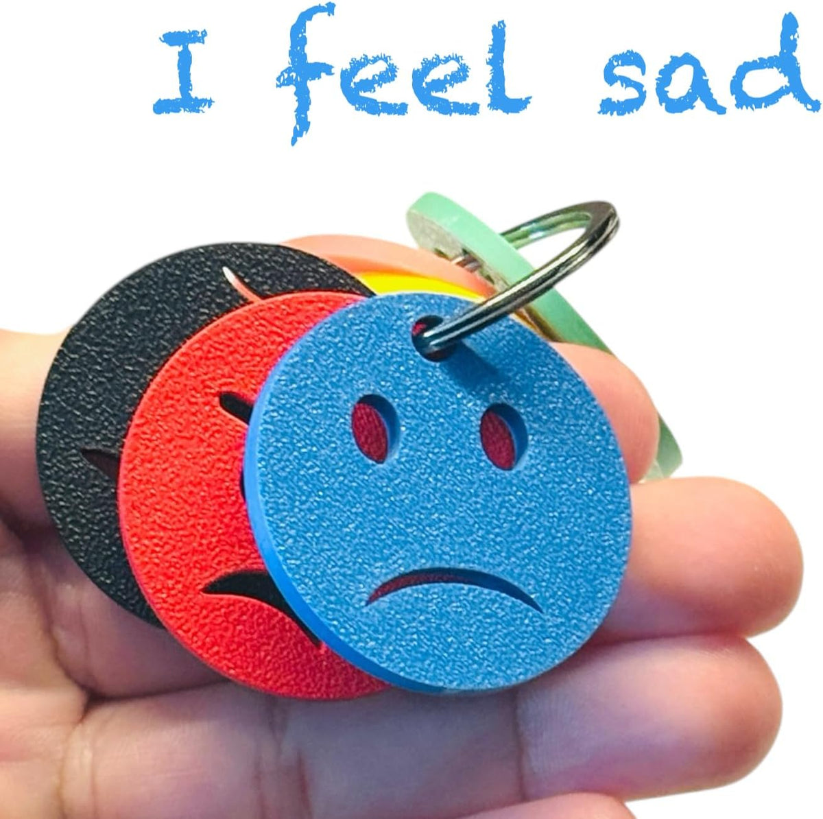 Colour Feelings 6 Emotional Regulation Keychain | 6 Mood Zone Discs for Children and Adults For Special Educational Needs | Emotions Teaching Aid | SEN Communication Tool/Accessory