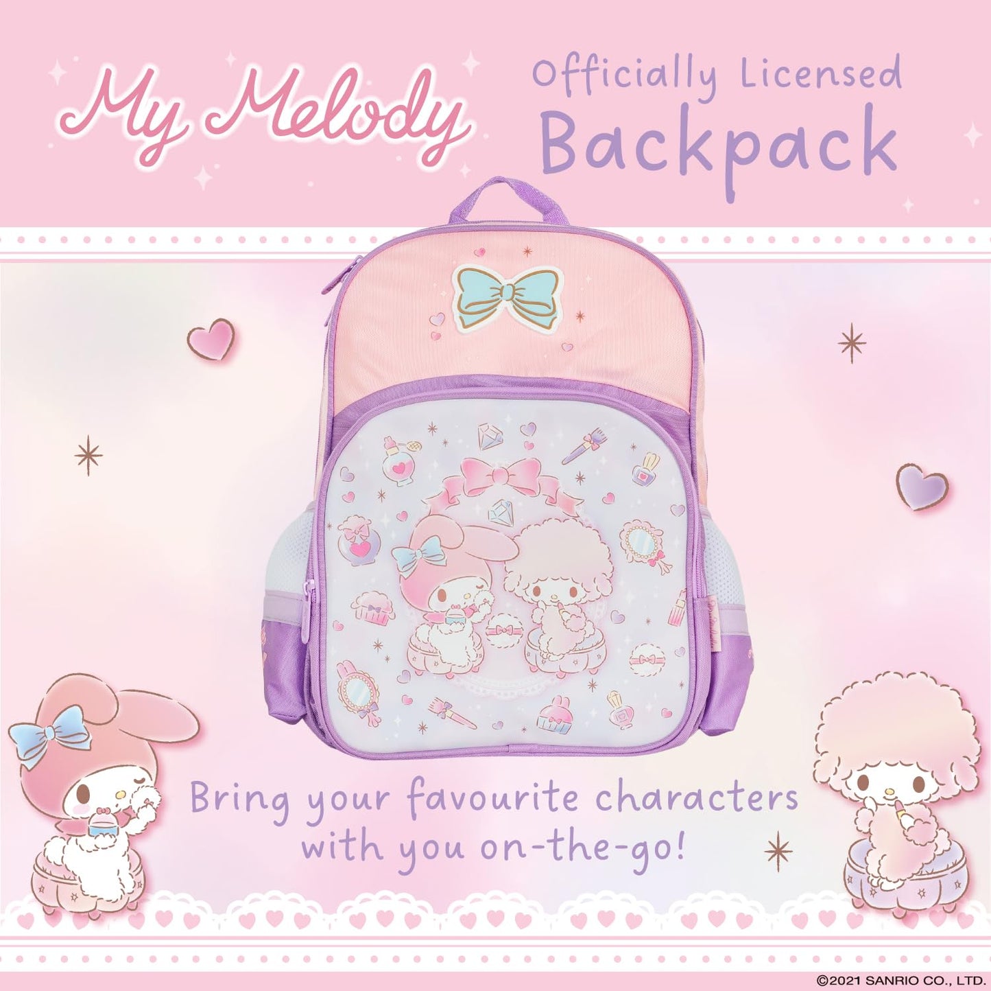 Blue Sky Studios KPop Demon Hunters HUNTR/X Backpack - Official Merchandise - Lightweight Kids School Bag with Padded Straps, Front Pocket & Silver Holographic Details - 36cm K-Pop Purple Rucksack