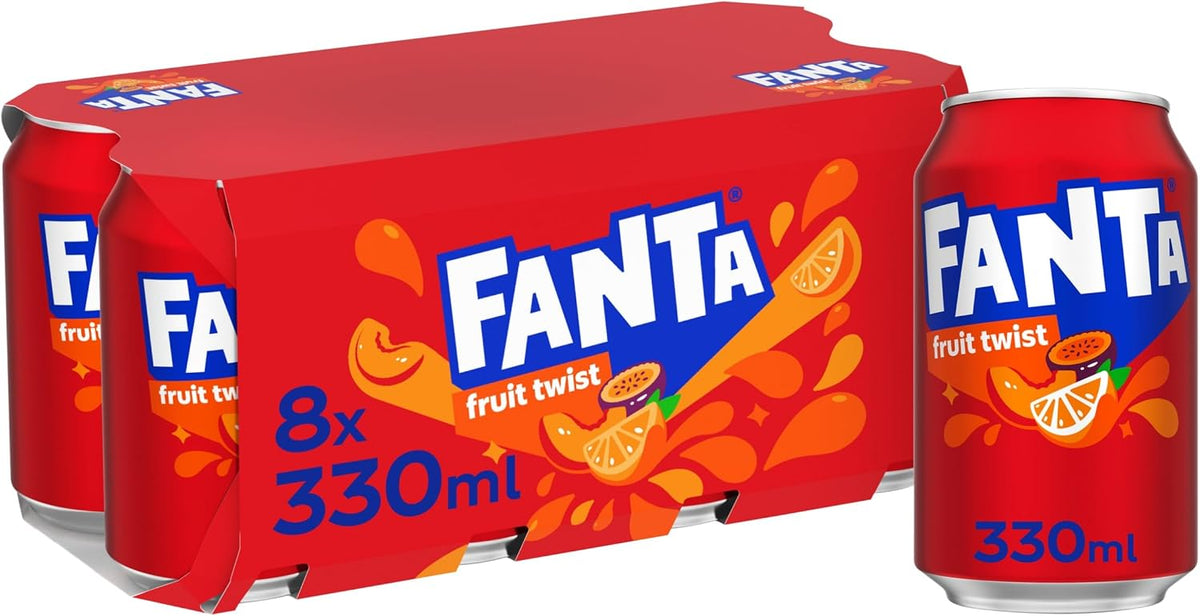 Fanta Fruit Twist Soft Drink Cans, 8 x 330 mL