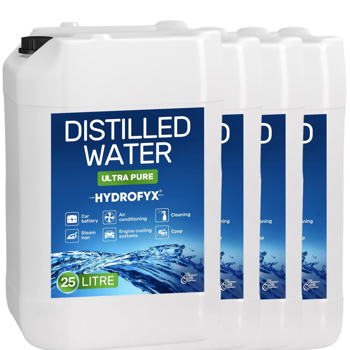 HYDROFYX 5L Distilled Water – 0 PPM TDS Mineral Free Water for CPAP Machines, Humidifiers, Steam Irons & Car Batteries – Made in UK