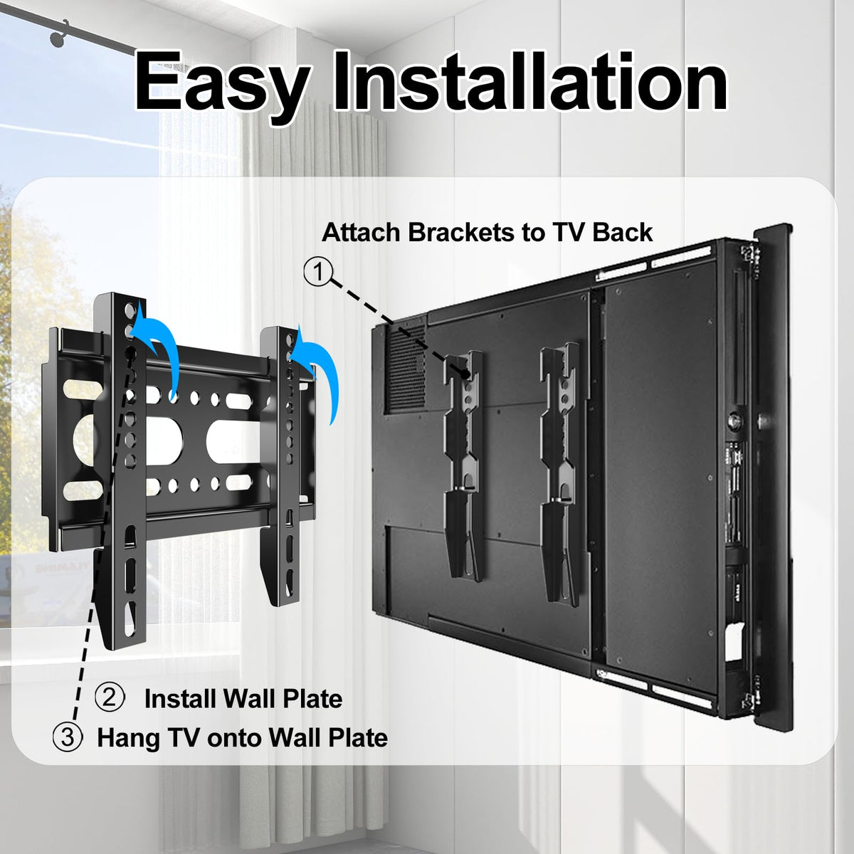 TV Wall Bracket Tilt for 14-42" LED/LCD/OLED Flat&Curved TVs Monitor, Support 25kg with Max VESA 200x200mm Spirit Level Included, Television Wall Mount Fit 32 38 40 inch Universal TV Bracket