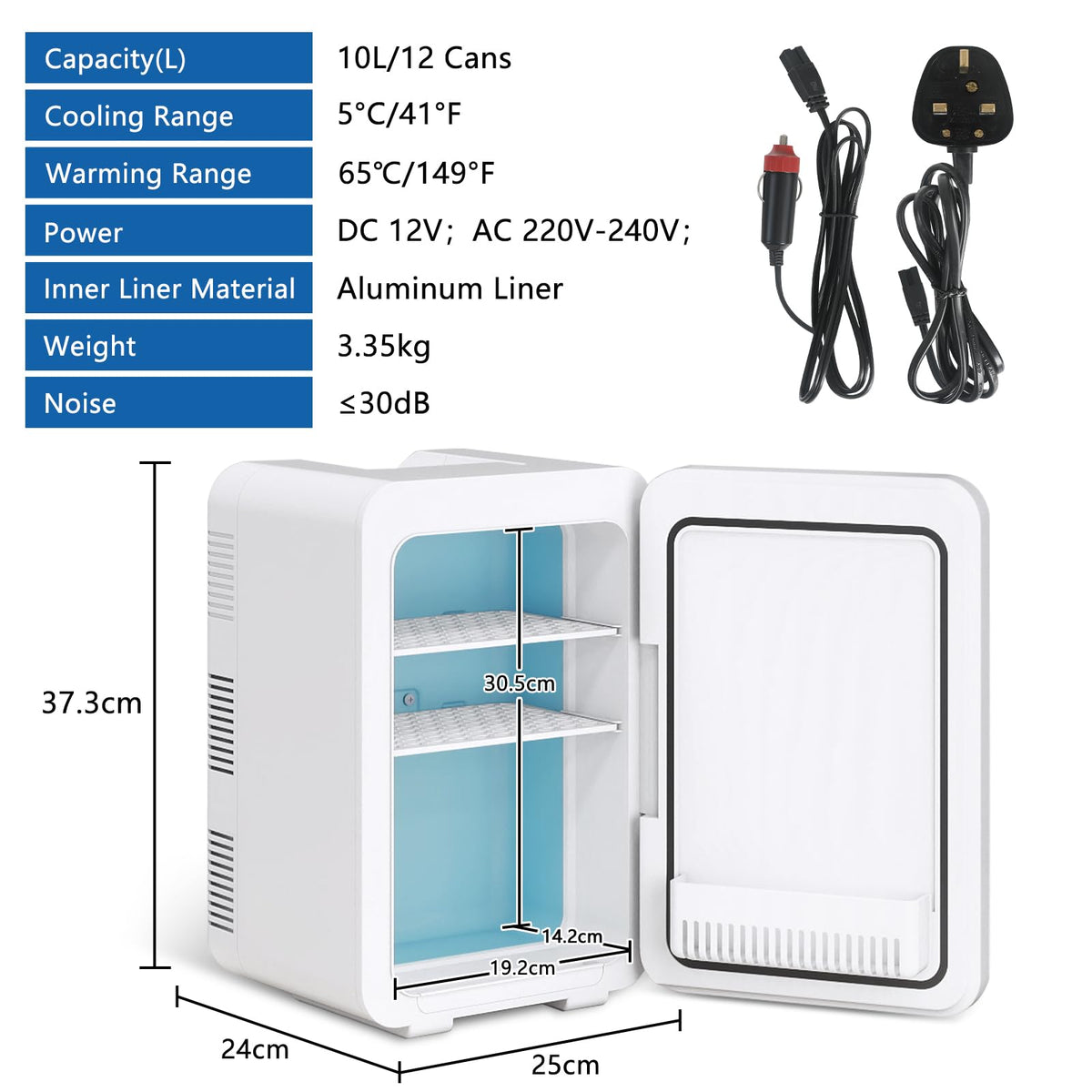ARTETHYS Mini Fridge for Bedrooms, 10L Small Portable Car Fridges