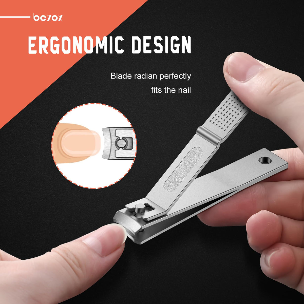 BEZOX Well-Made Nail Clipper Set 2 Pcs, Wide Jaw Opening Nail Clipper for Fingernail and Toenail, Premium Stainless Steel Sharp Sturdy Finger Nail Clipper