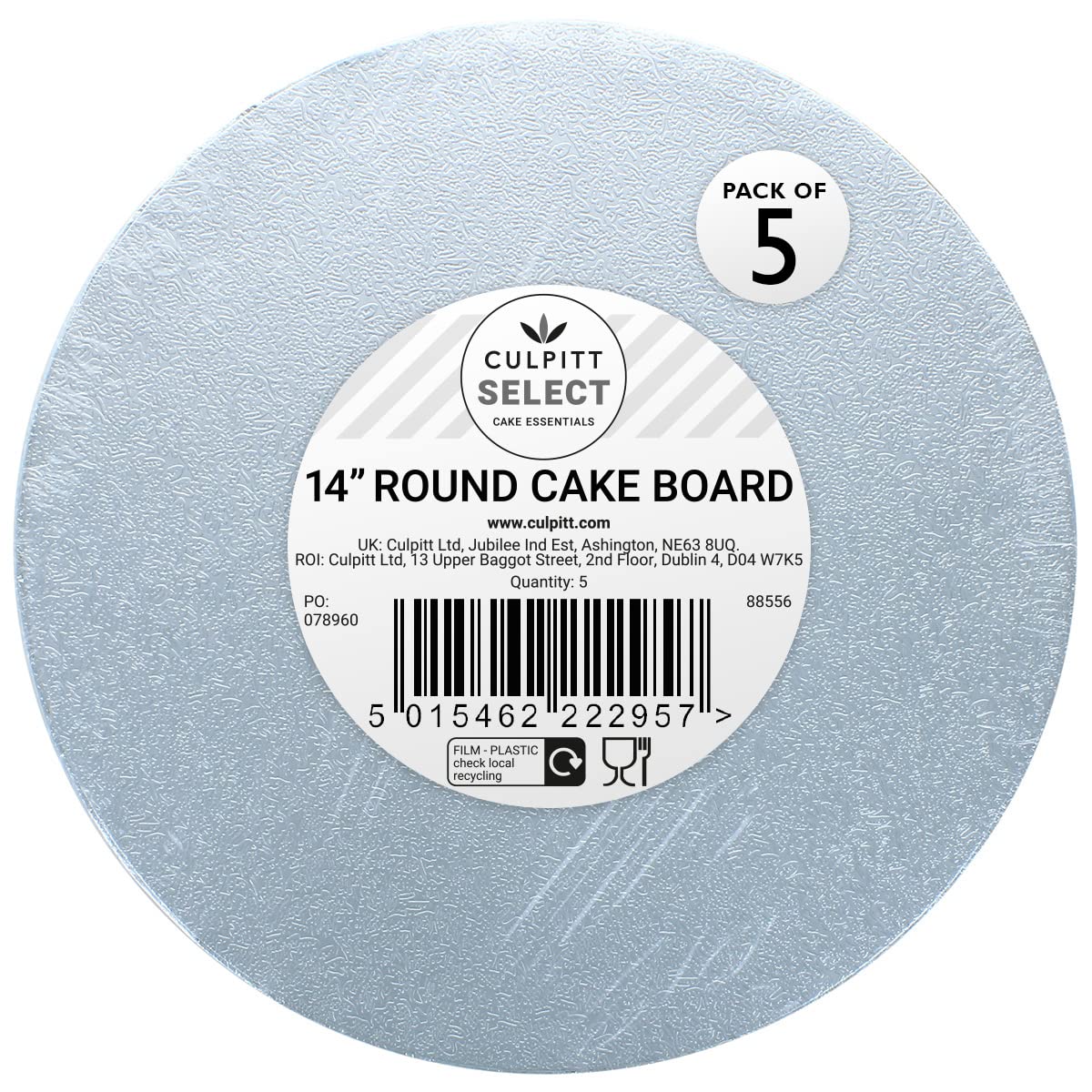 Culpitt Select 10" Cake Boards, Square, 12mm Thick Lightweight Presentation Plate For Celebration Desserts, Birthday Treats, Cupcakes, and More! Strong, 10 Inch, Pack Of 5