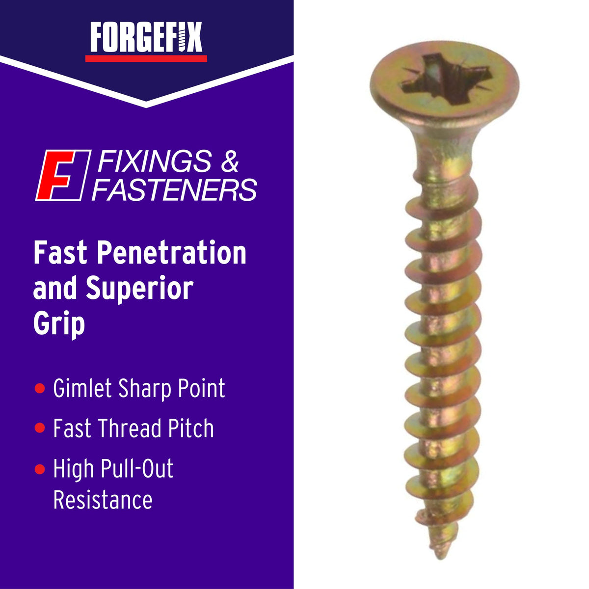 ForgeFix Multi-Purpose Single Thread Screws | 3.5 x 40mm | Zinc | Box 200