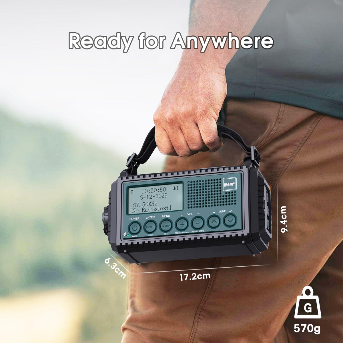 ROCAM Wind up Radio Solar, Battery, Torch, Portable DAB Radio