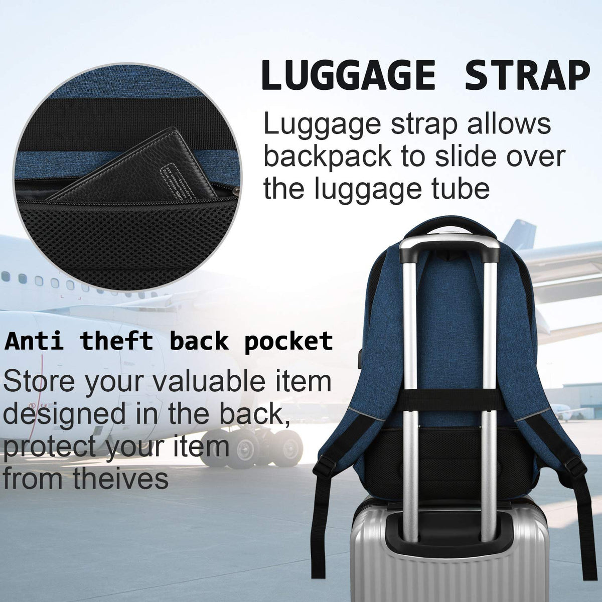 KASIBON Laptop Backpack for Men, Anti-Theft Travel Backpack Business