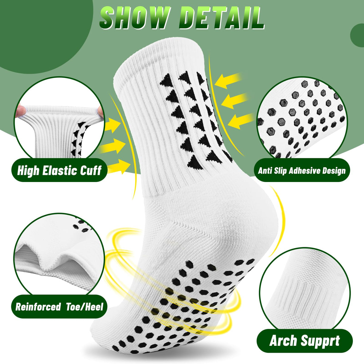 3 Pairs Breathable Kids Grip Socks, Sweat-Absorbent Boys Socks, Grip Socks Football Kids for Running Hockey Football