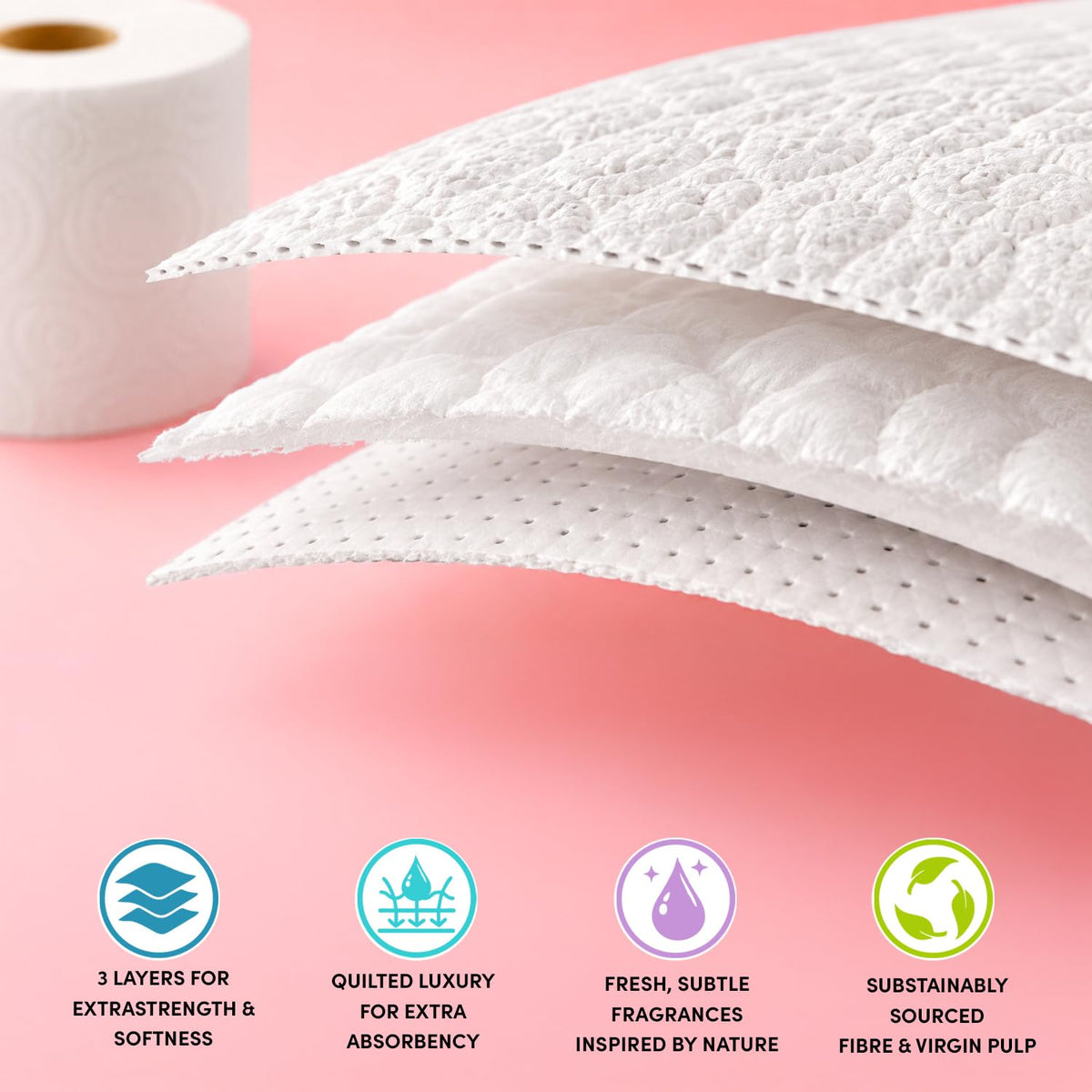 Splesh by Cusheen Toilet Roll 72 Rolls - Aloe Vera Scent Bulk Family Pack | Soft 3 Ply Quilted Bathroom Tissue Loo Rolls | Eco-Friendly, Sustainable Toilet Paper