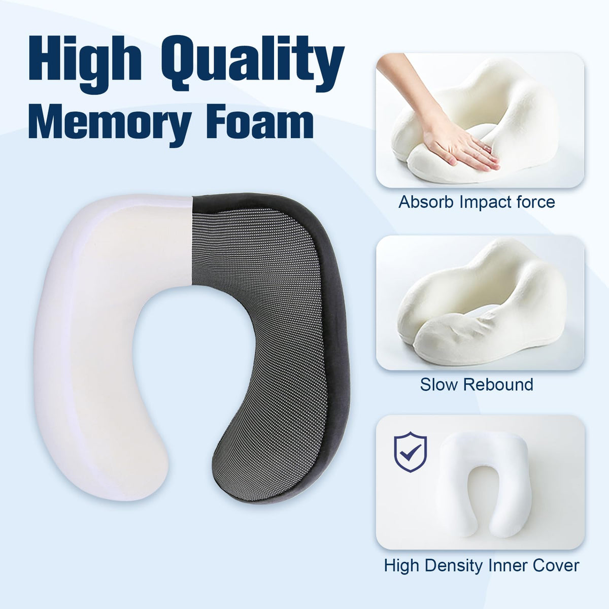 Cirorld Travel Pillow for Airplane, Neck Pillow for Travel, Memory Foam Travel Neck Pillow for Adults, Adjustable & Compact Flight Pillow, Ergonomic Neck Cushion, With Ear Plugs, Eye Mask, Carry Bag