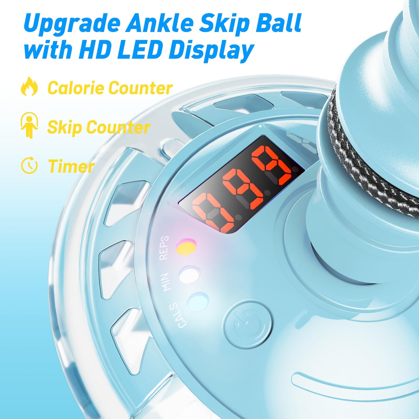 Hot Bee Ankle Skip Ball for Kids with Counter, Timer, Cal Calculator, Girl Birthday Gifts for Age 5 6 7 8 9 10+, Rechargeable Foldable Sports Toy Skip it Toy for Kids Xmas Present