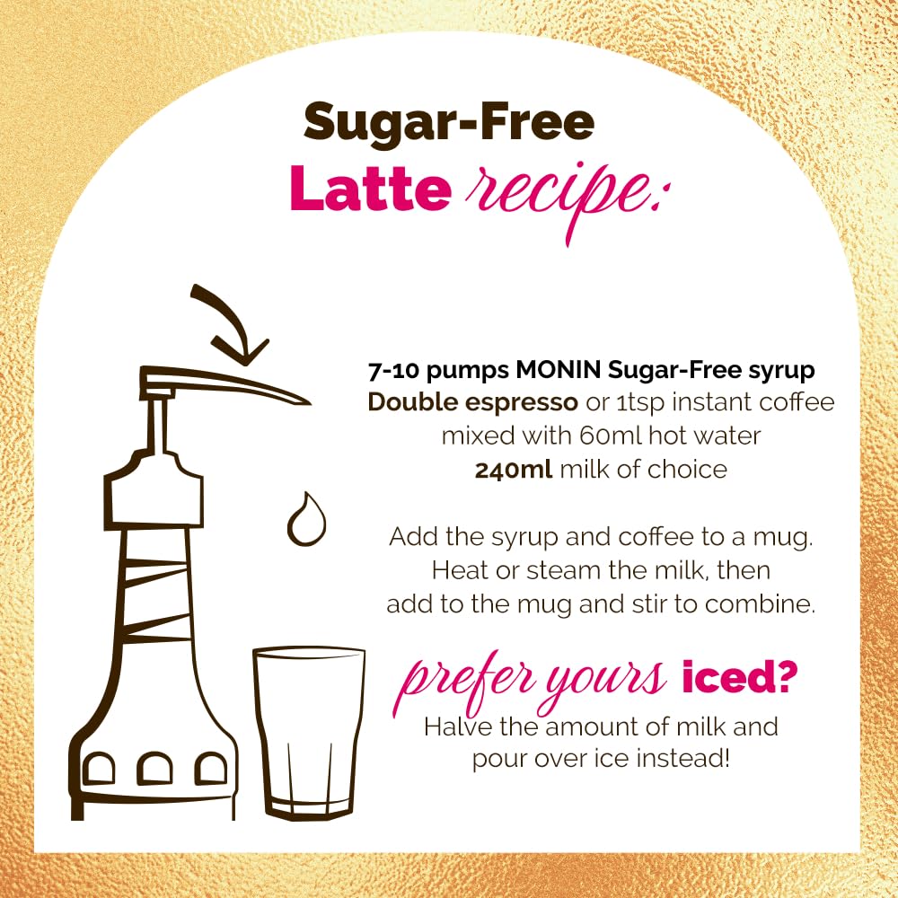 MONIN Premium Caramel Sugar Free Syrup 1L for Coffee and Cocktails. Vegan-Friendly, Allergen-Free, 100 Percent Natural Flavours and Colourings. Sugar-Free Coffee Syrup