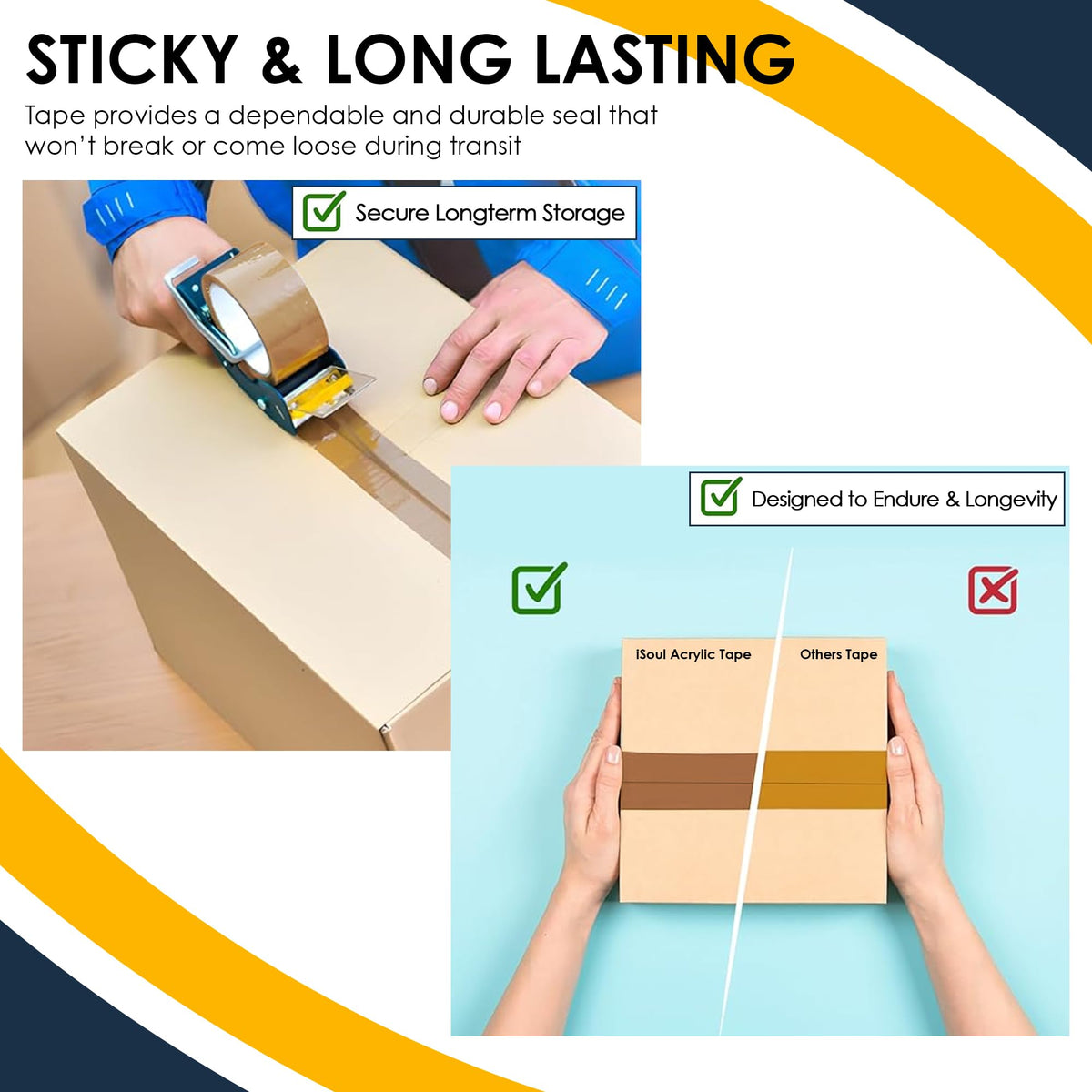 iSOUL Parcel Tape, 6 Rolls Packing Tape Strong Heavy Duty Fragile Tape 48mm x 66m For Packing Boxes Packaging Tape Moving tape Parcel Tape Strong Fragile, Packing Tape Strong for Moving House