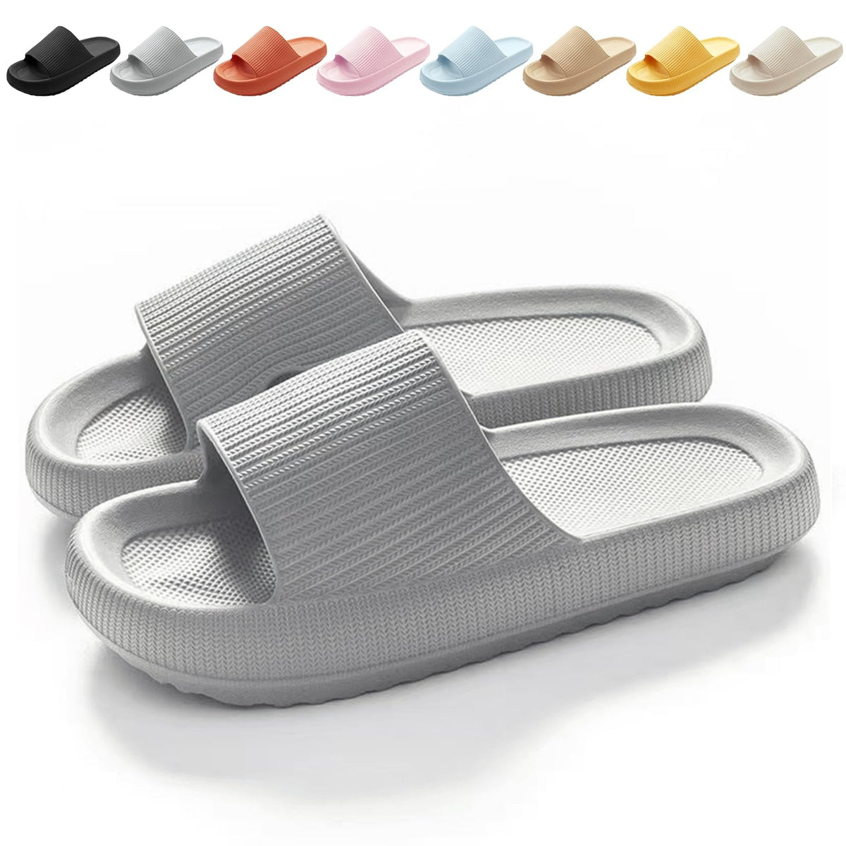BHFRGAS Sliders Cloud Slippers Women Men，Non-Slip Mens Womens Slippers Cloud Sliders，Soft Flip Flops with Thick Sole for Shower Bathroom Pool Beach