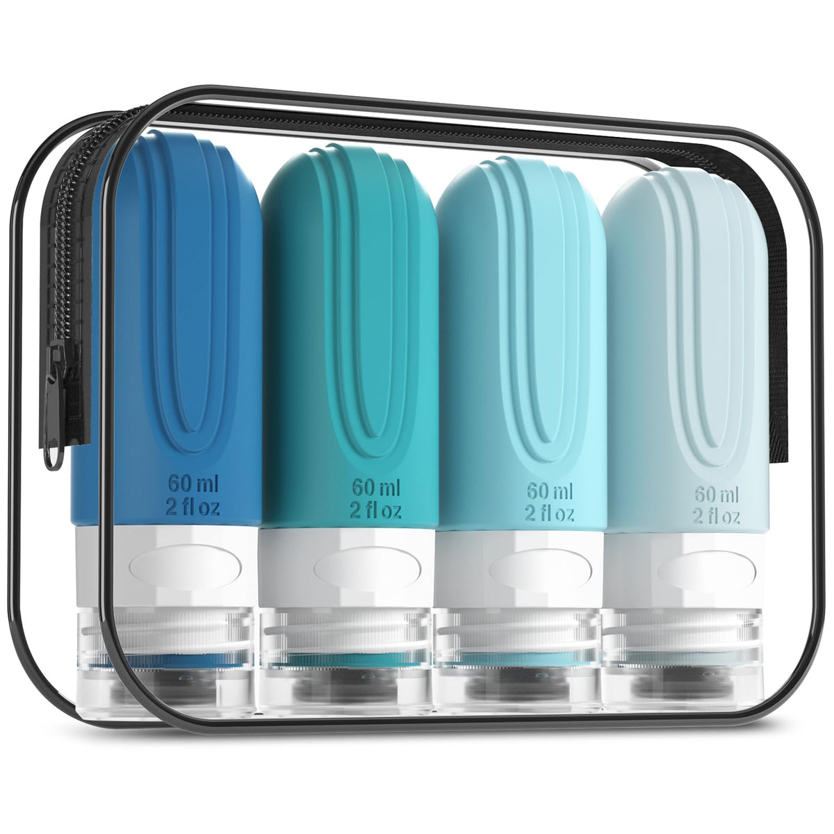 Mrsdry Travel Bottle for Toiletries, Leak Proof Silicone Travel Size 90ml Bottles Refillable Containers for Liquid Shampoo, BPA Free and TSA Approved Travel Accessories with Clear Bag (4 Pack)