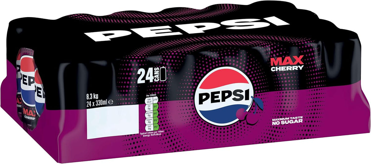 Pepsi Max Cherry Cola | 330ml Can | 24 Pack