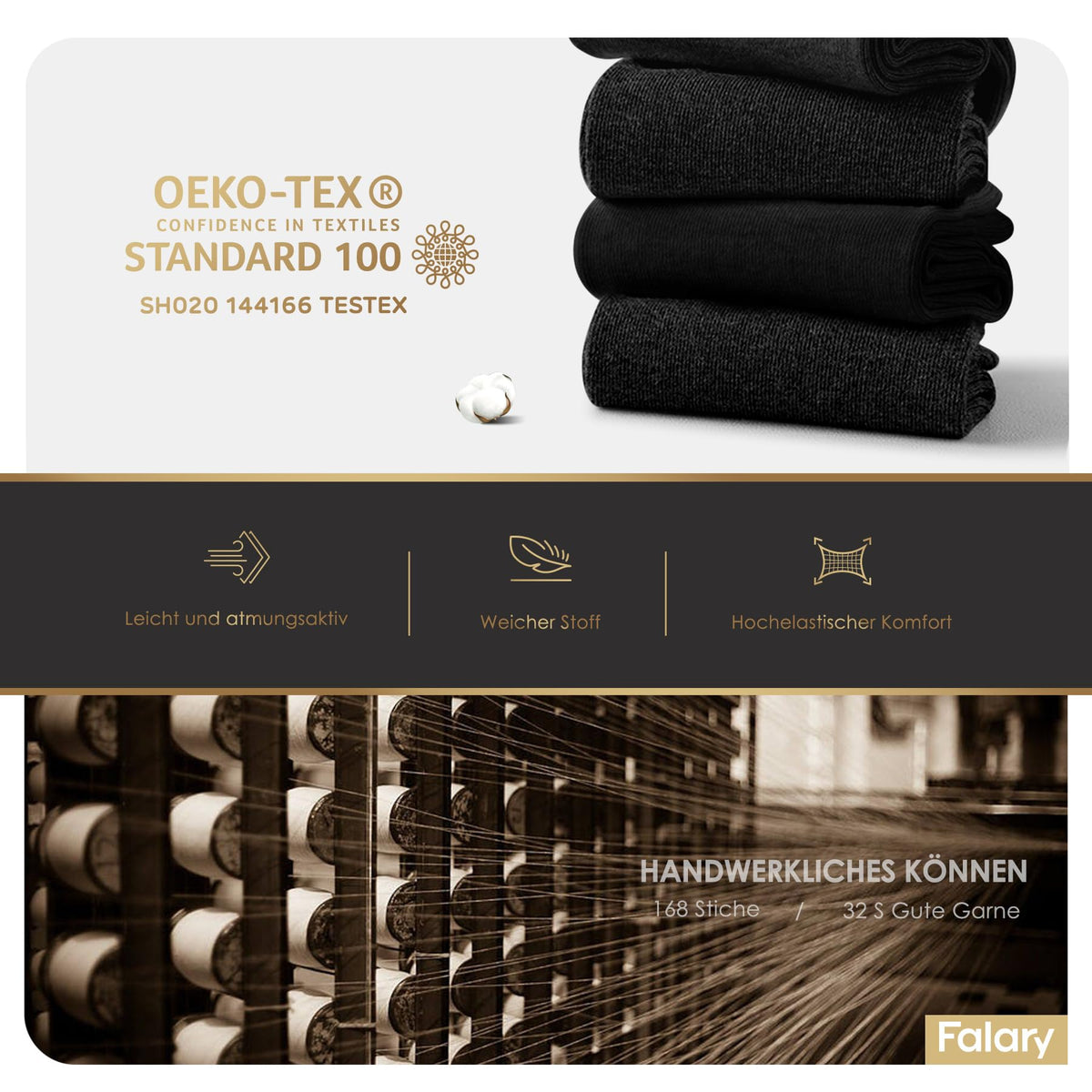 FALARY 12 Pairs Black Mens Socks, Plain Cotton Socks for Men & Women
