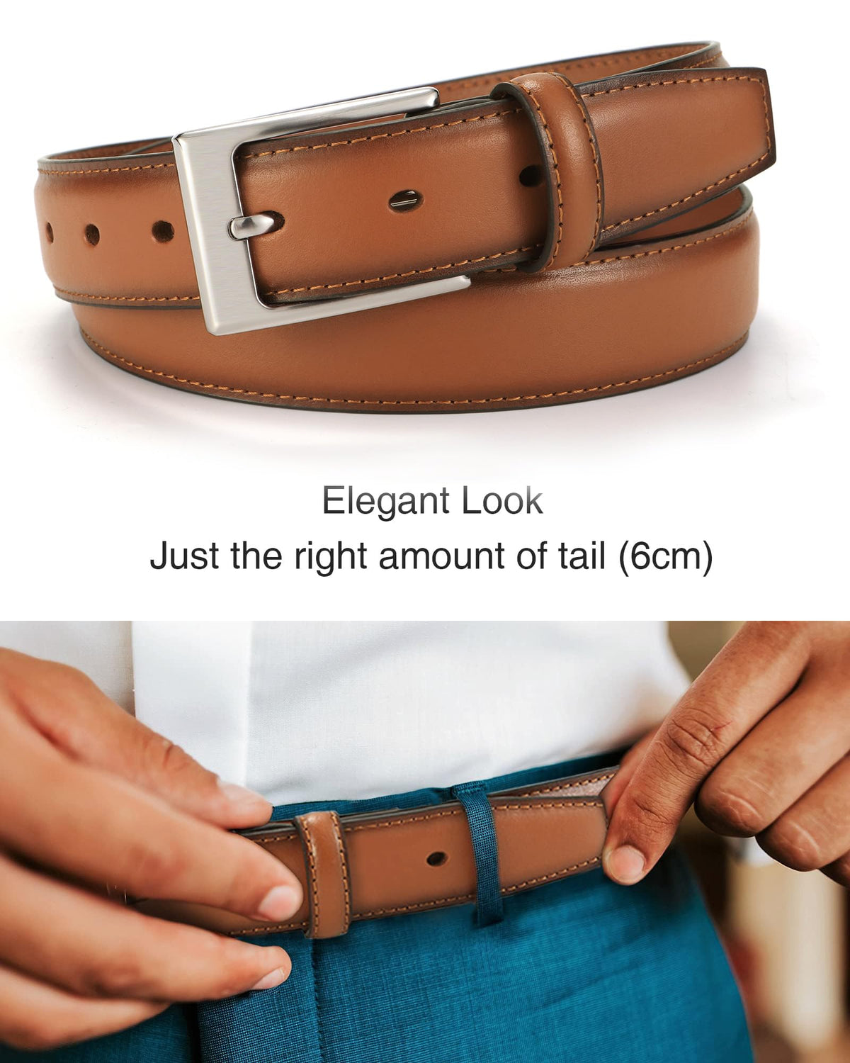 CHAOREN Leather Belts for Men, Mens Belts Leather 1 1/8" for Business Suit