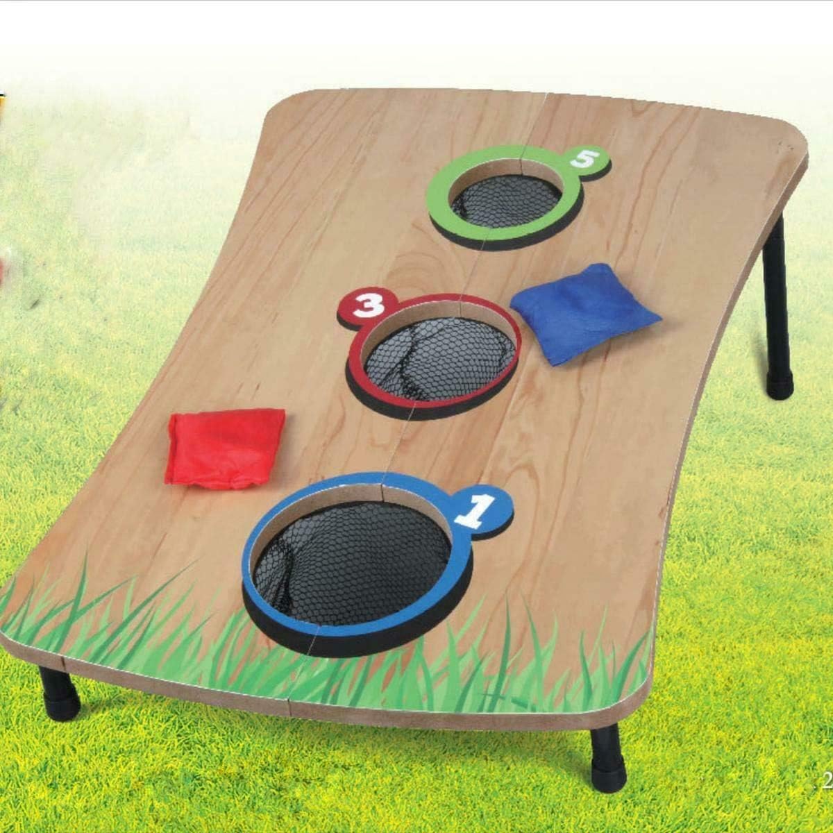 Unibos Bean Bag Toss Game for Kids – Wooden Cornhole Set with 6 Bean Bags – Indoor & Outdoor Garden Party Game – Foldable Carnival Throwing Game for Birthday Parties, Family Fun & BBQs