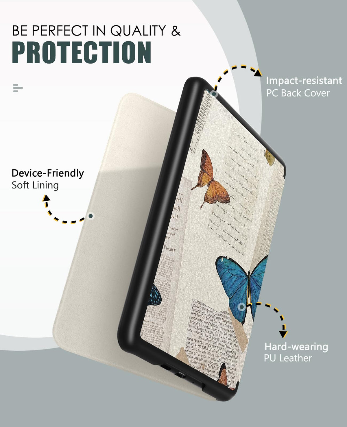 MoKo Case for 7" Kindle Paperwhite 12th Gen & Colorsoft 2024, Denim Black
