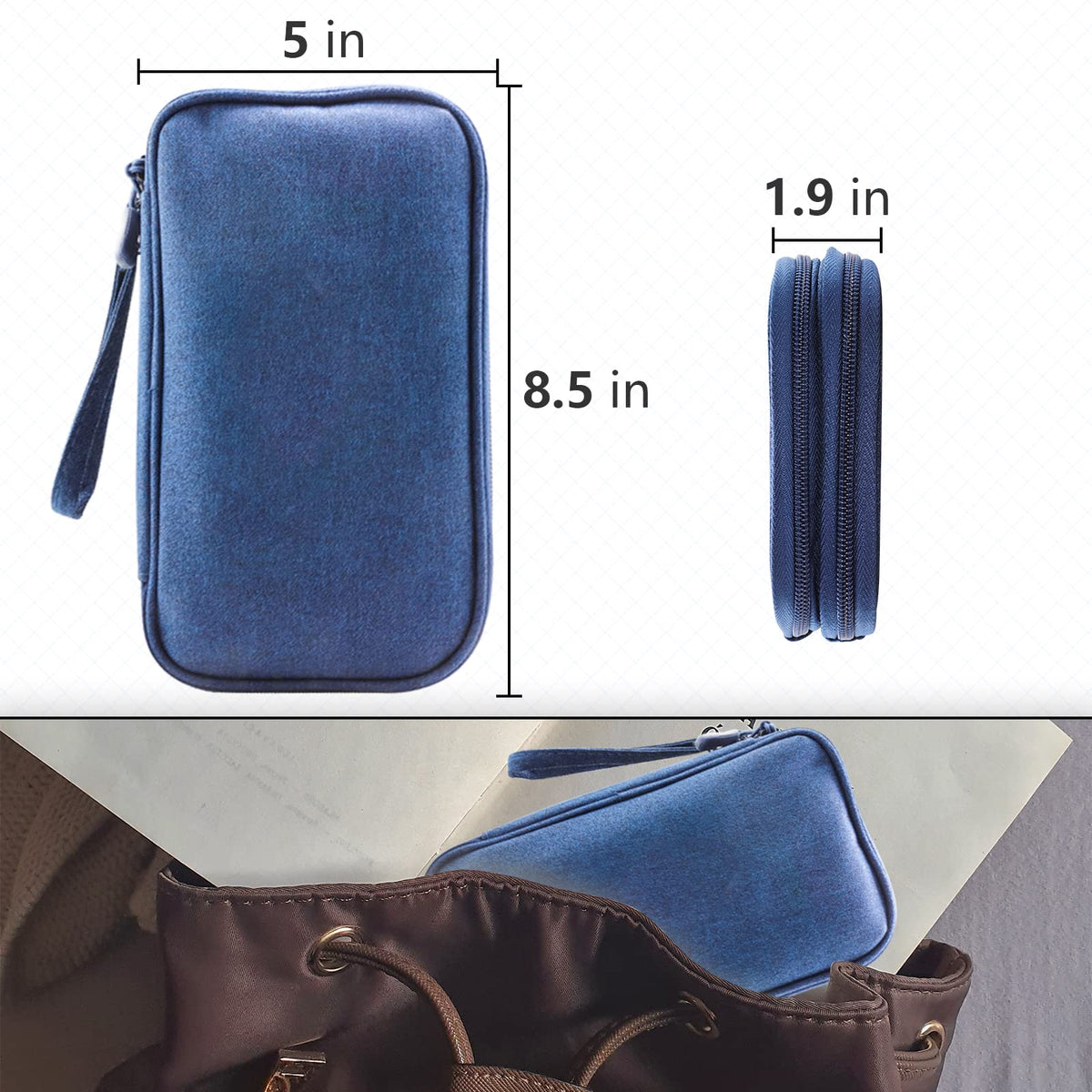 Teskyer Travel Cable Organiser Bag, Travel Essential, Dark Green