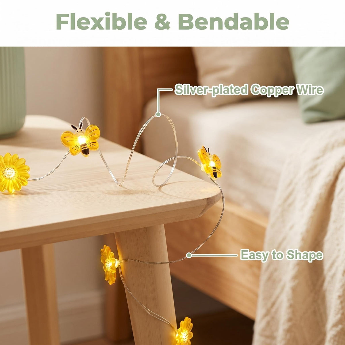 2M 20 LED Pink Cherry Blossom Fairy Lights, Battery Operated Flower String Lights for Bedroom Decor, Indoor Spring and Christmas Decorations, Girls Room Gift (Flowers)