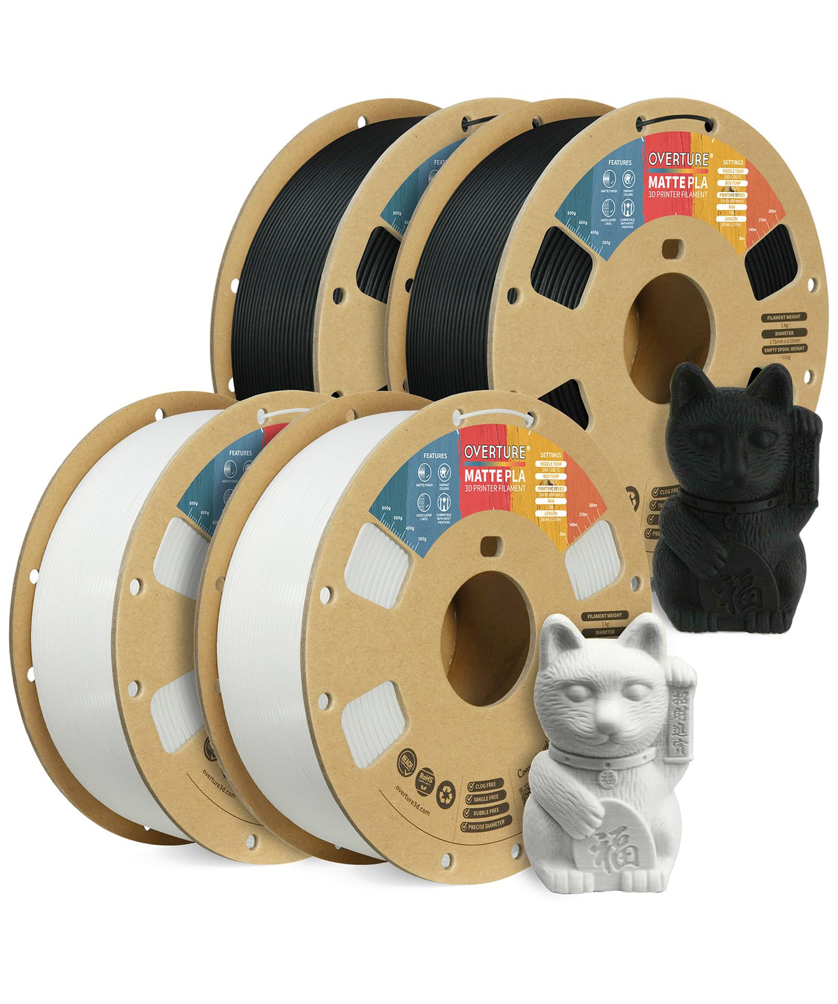 OVERTURE Matte PLA 3D Printer Filament 1.75mm, 1kg Light Brown