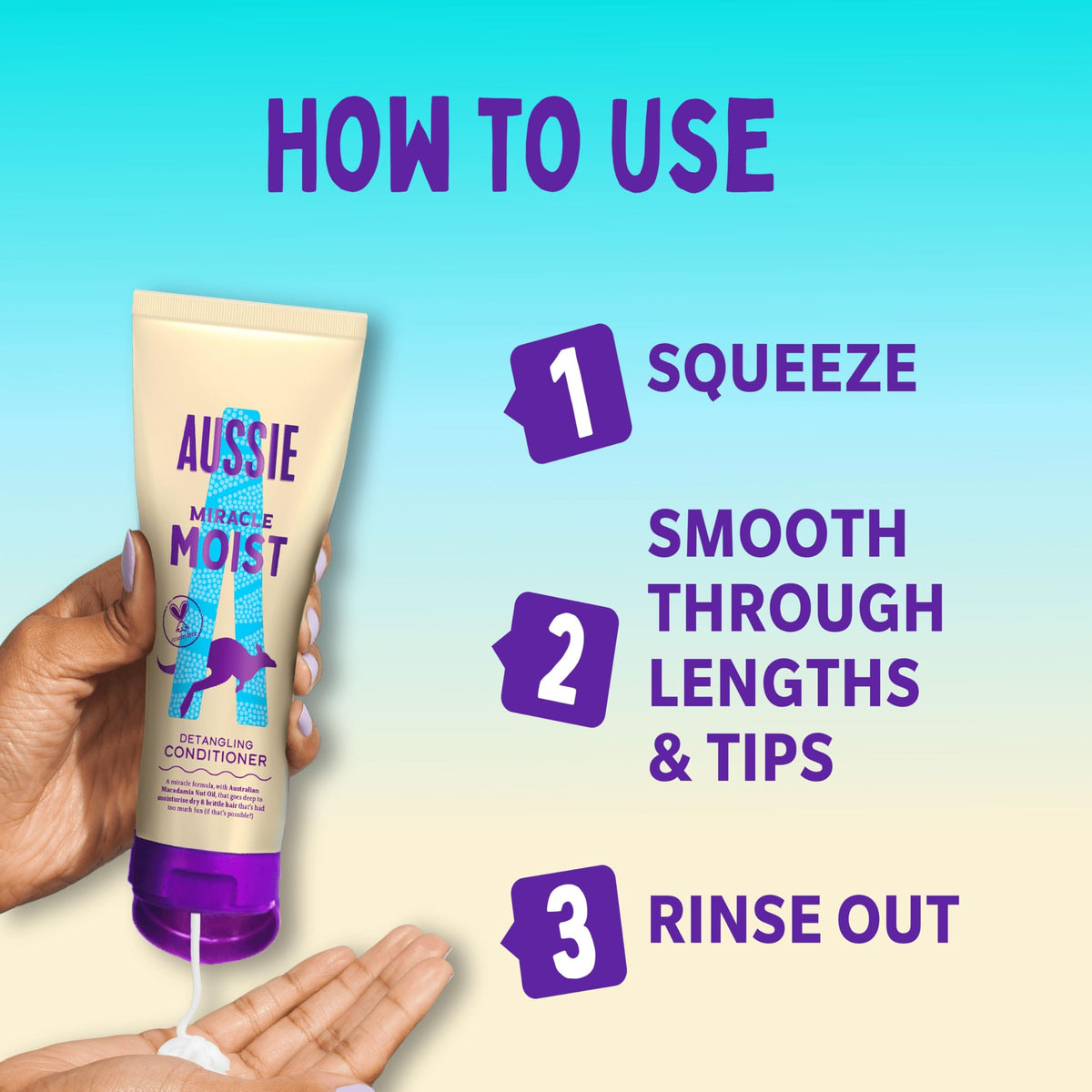 Aussie Miracle Moist Shampoo 1L Pump to Restore Brittle & Dry Hair