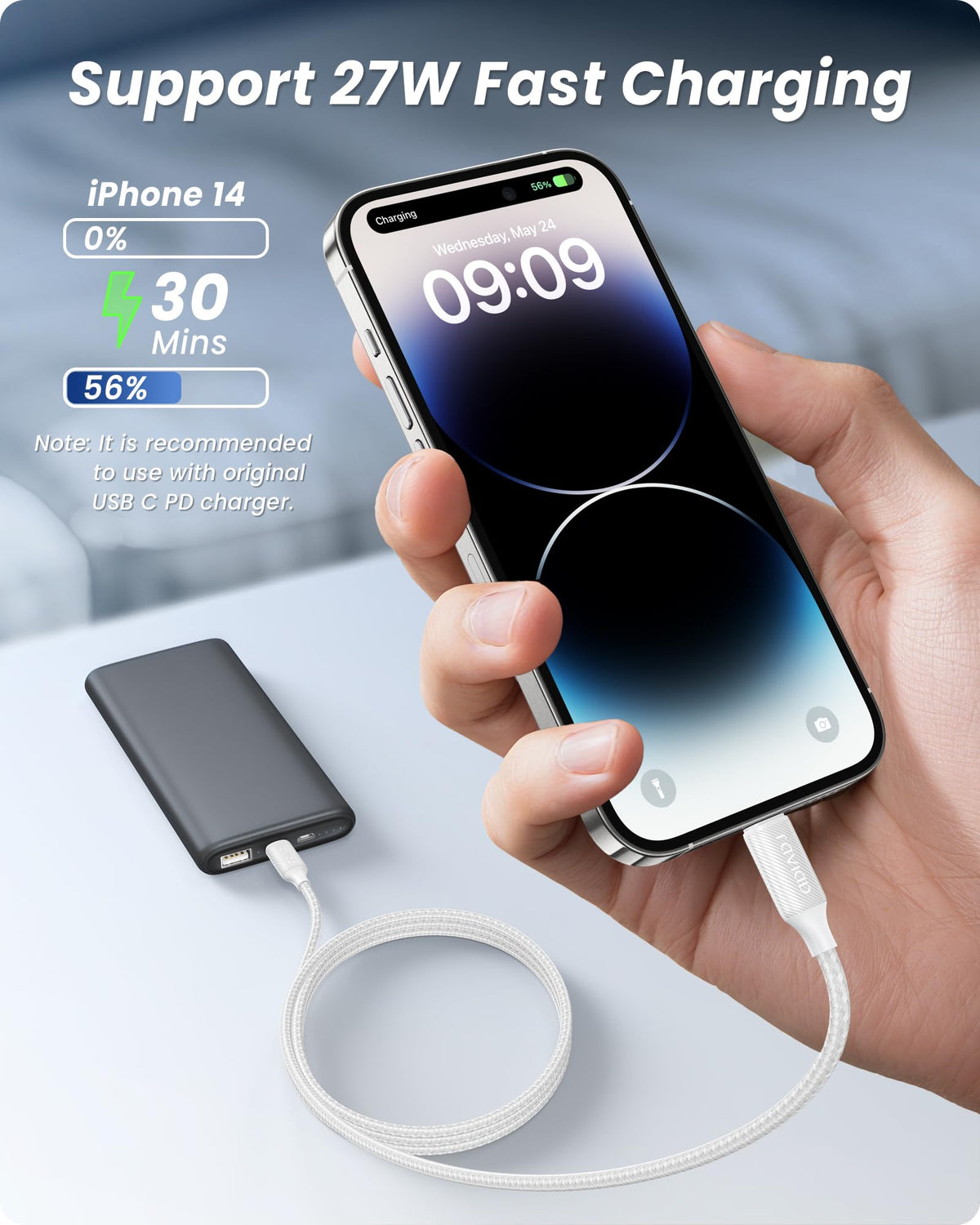 RAVIAD USB C to Lightning Cable 1M [MFi Certified]iPhone Fast Charger Cable