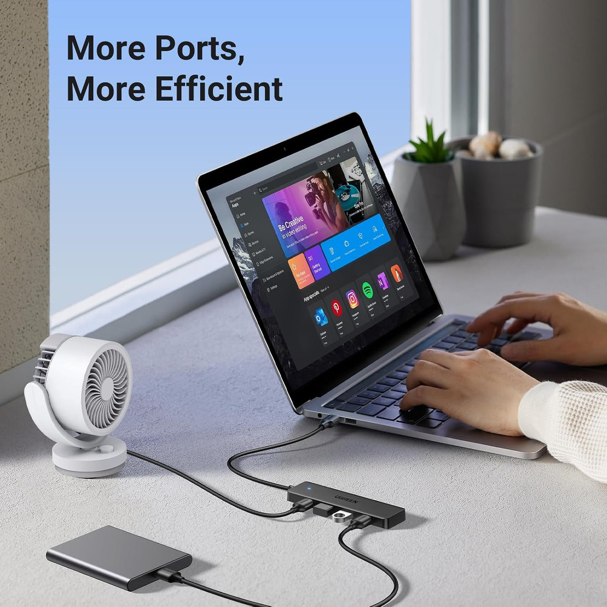 UGREEN USB Hub 3.0, USB Splitter 4 Port Ultra Slim with 5Gbps Data Transfer