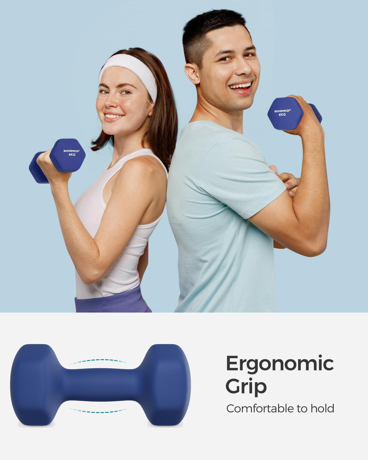 SONGMICS Set of 2 Hex Dumbbells with Neoprene Coating for Strength Training, Fitness, Home Workout