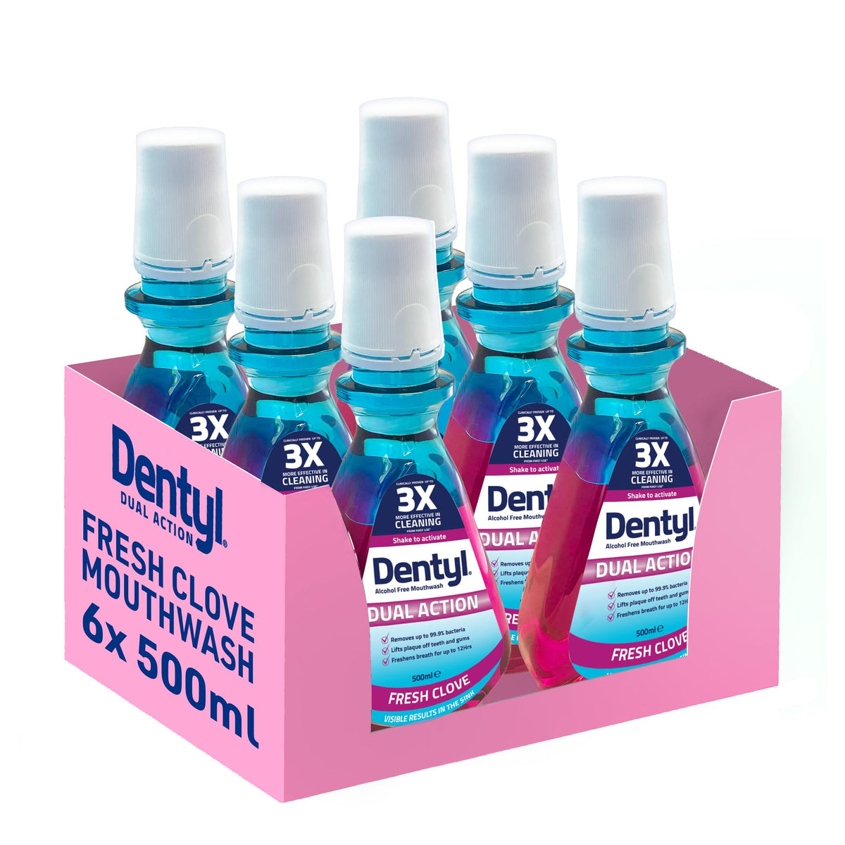 Dentyl Dual Action CPC Mouthwash, 12hrs Fresh Breath & Total Care, Alcohol Free, Fresh Clove, 500 ml