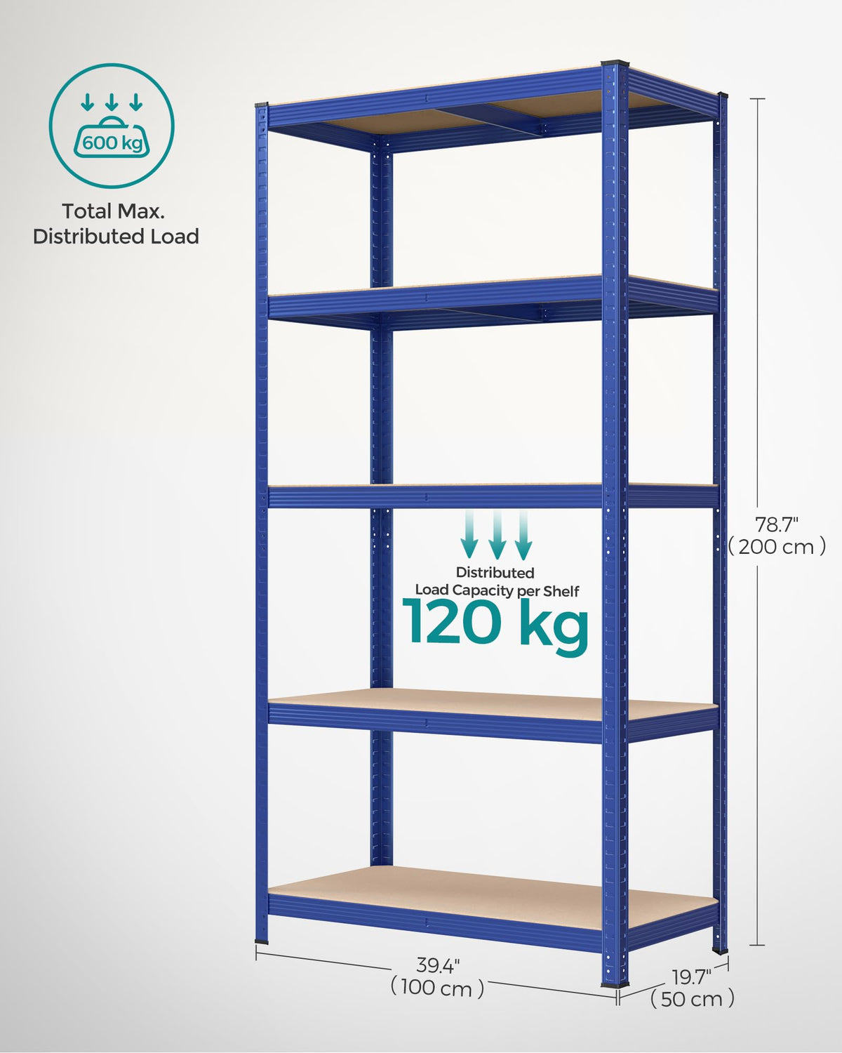 SONGMICS 5-Tier Heavy-Duty Shelving Units, Set of 2, Boltless Assembly