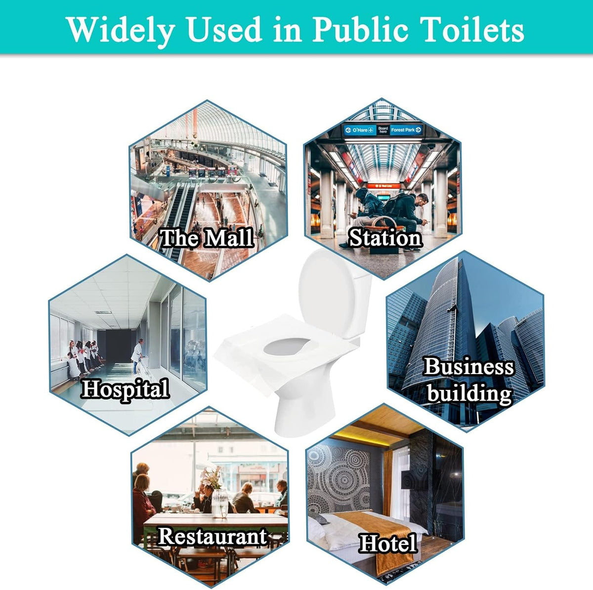 60PCS Disposable Toilet Seat Covers, Flushable Toilet Seat Covers for Kids Adults Pregnant Women, Disposable Toilet Seat Cover for Travel, Use in Public Toilets
