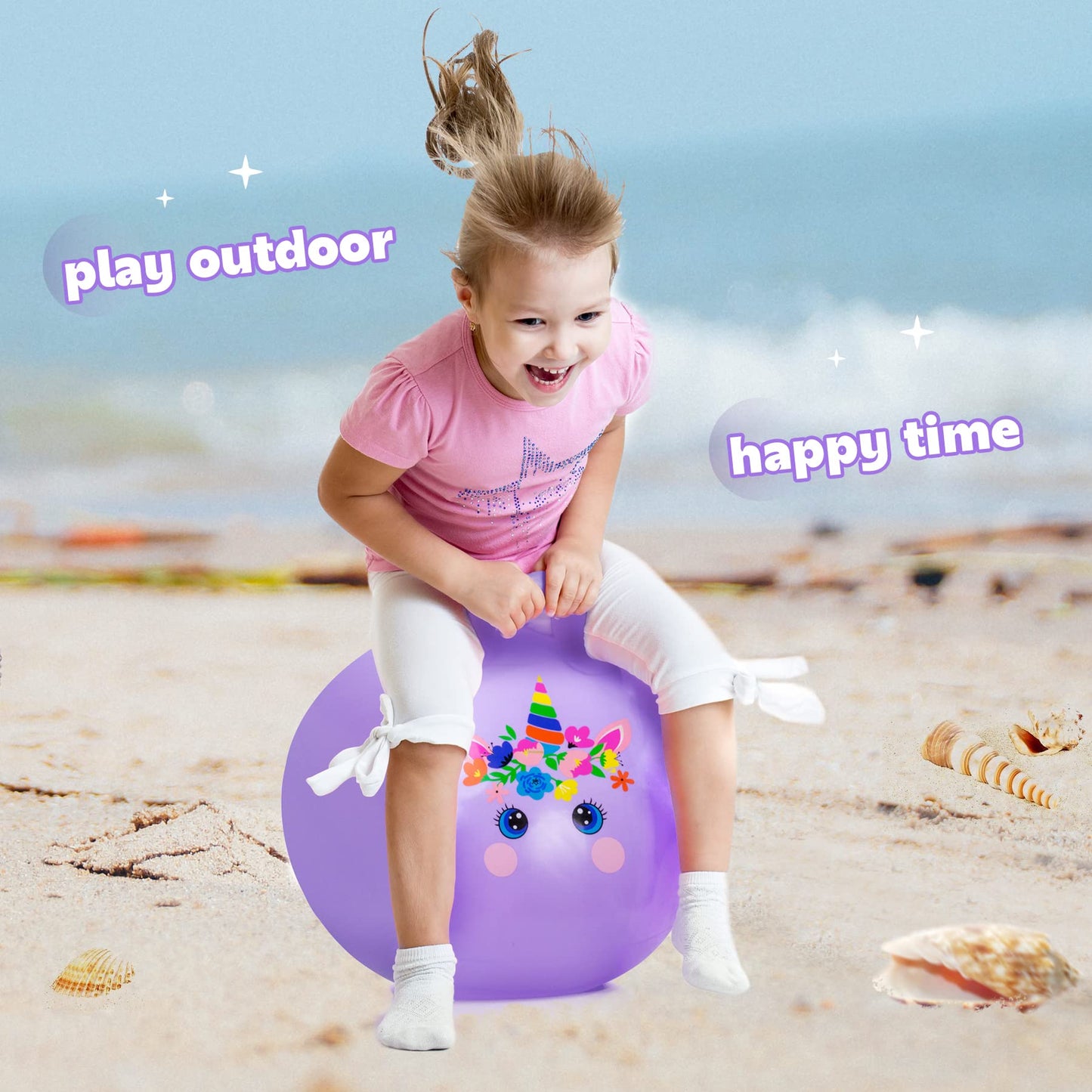 Vastoy 20 Inch Space Hopper Ball for Kids 6-9 Years - Anti-Slip Space Hopper with Hand Pump, Bouncy Inflatable Ride On Toy for Indoor Outdoor Fun, for Children (Blue Eyes)