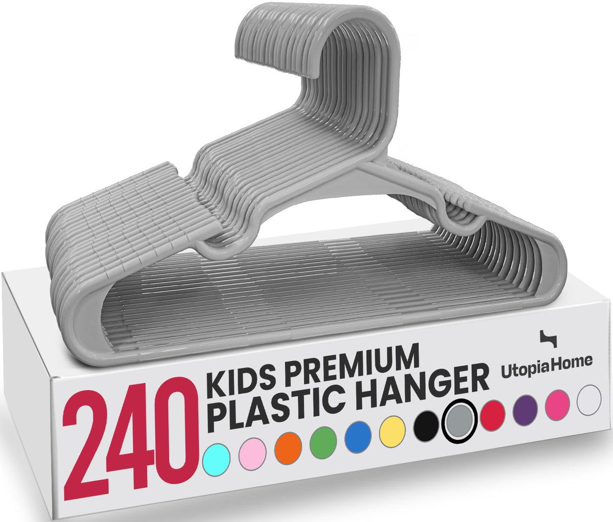 Utopia Home 20pcs Kids Hangers - 28cm Plastic Baby Hangers for Closet - Kids Hanger for Clothes and Baby Hanger for Closet - for Daily Standard Use (Grey)