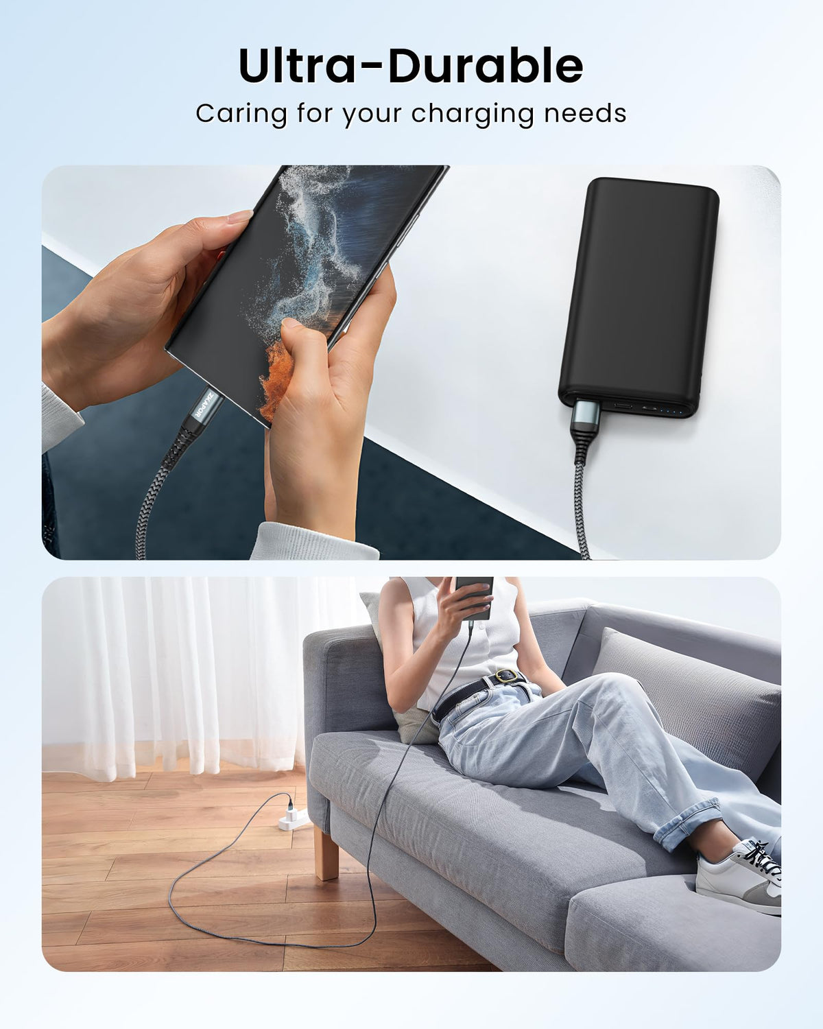 ZKAPOR Short USB C Cable 15CM, Type C Charger Cable 3A Fast Charging USB C