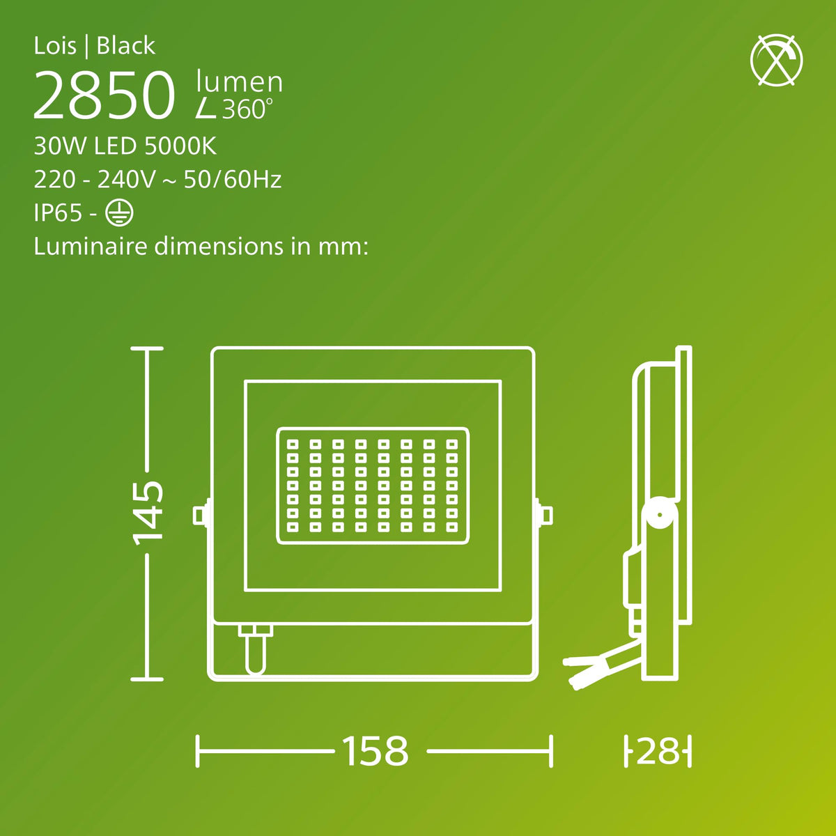 Philips Lois Outdoor Floodlight, White, 10 W