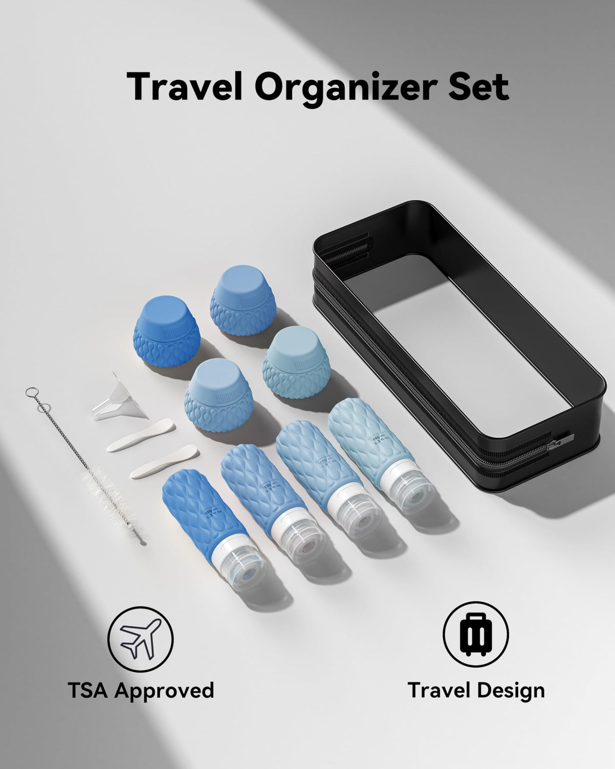 100ml Silicone Travel Bottles for Toiletries for Shampoo and Conditioner