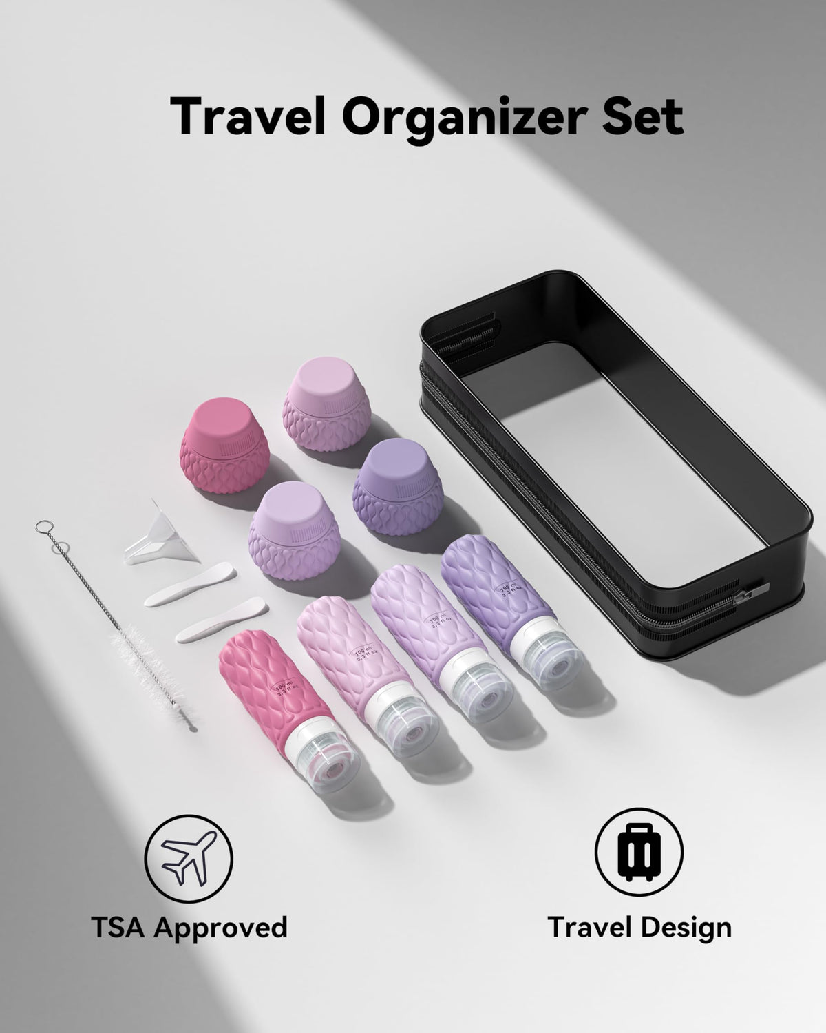 100ml Silicone Travel Bottles for Toiletries for Shampoo and Conditioner